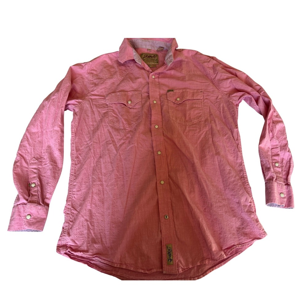 Rafter C Mens XL Western Shirt Pink Pearl Snap Pro Flex 45 Rodeo Performance